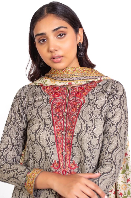 Stitched 2 Piece Embroidered Cottel Suit
